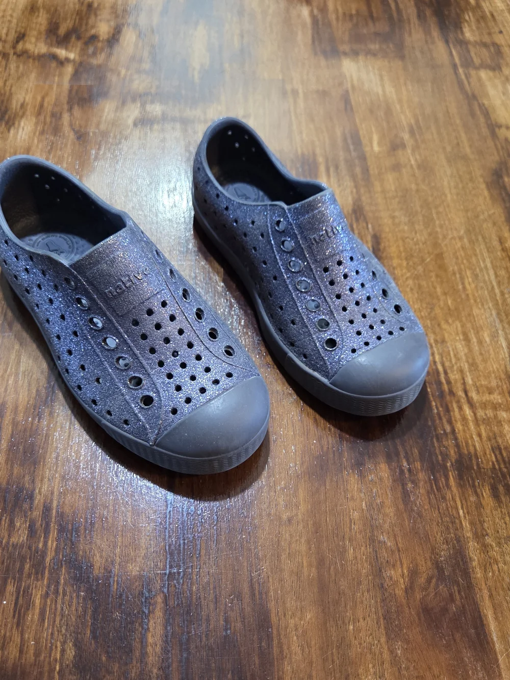 Native Jefferson Navy Blue Glitter Slip On Water Shoes C10 Toddler Gorpcore